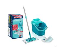 Leifheit Set PowerClean M, Balai serpillère et Seau essoreur ménageant Le Dos, kit avec 2 Housses serpillière Micro Duo pour Un Nettoyage en Profondeur, mécanisme d'essorage Facile, Click-System