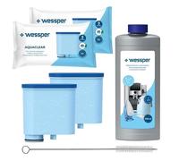 Set de nettoyant, détartrant 0,5L et 2x filtres Wessper (rechange) pour machine à café Saeco / Philip, LatteGo / Série 2200