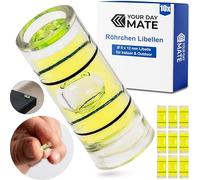 Set de nivelles tubulaires, 10 pièces, avec 12 x Ø 5 mm extérieur, niveau à bulle sans inscription, nivellement à 1 voie, pour caravane, caméra, DIY