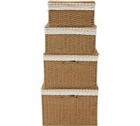 Set de paniers de rangement, design rustique, corde en papier durable, marron clair