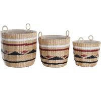 Set de paniers DKD Home Decor polyester fibre coloniale (38 x 38 x 36 cm)