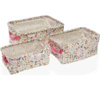 Set de paniers versa textile fleurs 18 x 14 x 28 cm