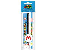 Set de papeterie 4 pièces La Plume Doree Super Mario bleu