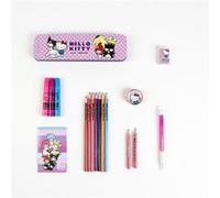 ARTESANÍA CERDÁ – Trousse scolaire Hello Kitty – Ensemble papeterie, marqueurs et crayons de couleur