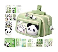 Set de papeterie avec motif panda - Trousse de grande capacité pour stylos - Pour salle de arçons et filles, anniversaire, Noël et saison Vu