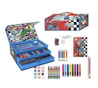 Set de papeterie coloré Avengers - Kit scolaire pour enfant avec marqueurs, crayons de couleur et accessoires Marvel pour dessiner, peindre et stimuler la créativité des enfants, Mallette Avengers
