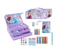 Set de papeterie coloré La Reine des Neiges - Trousse complète avec marqueurs, crayons de couleur et accessoires scolaires décorés avec Elsa, Anna et Olaf pour filles qui aiment dessiner et peindre