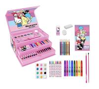 Set de papeterie colorée Hello Kitty - Trousse scolaire complète avec marqueurs, crayons de couleur et accessoires thématiques pour filles fans du personnage le plus tendre de Sanrio, Mallette Hello