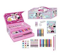 Set de papeterie colorée Minnie - Trousse complète pour filles avec crayons de couleur, feutres et accessoires scolaires décorés avec Minnie Mouse pour dessiner, peindre et apprendre, Mallette Minnie