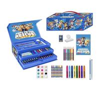 Set de papeterie colorée Paw Patrol - Trousse scolaire pour enfant avec crayons de couleur, marqueurs et accessoires décorés avec les personnages préférés de la Pat' Patrouille, Mallette Pat