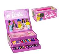 Set de papeterie inspiré de Barbie - Couleur rose - 26 X 10 X 13 cm - Comprend une mallette avec tout ce dont vous avez besoin pour colorier - Produit original conçu en Espagne