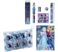 Set de papeterie inspiré de Frozen - Bleu - 22 X 14 X 0,5 cm - Comprend des crayons de couleur, un stylo multicolore, une règle, une trousse et bien d'autres choses - Produit original conçu en Espagne