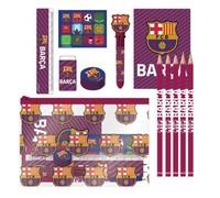 Set de Papeterie Scolaire FC Barcelone pour garçons et Filles - Pack de 7 pièces avec Crayons, Caoutchouc, Taille-Crayon, règle, Cahier et étui EVA Multicolore, Licence Officielle pour la rentrée