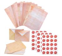 Set de Papier à Lettres Vintage avec enveloppes | Lignes Horizontales, Papier Lisse Antidérapant pour Encre, Style Rétro, Stickers Ronds Inclus