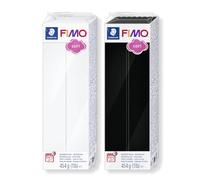 Set de pâte à Modeler FIMO Noir & Blanc - Pâte à Modeler Souple durcissant au Four pour débutants - 2 Grands Blocs de 454 g avec divisions en 8 portions - Polyvalente pour Bijoux, Accessoires et déco