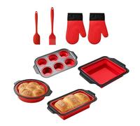 Set de pâtisserie en silicone empilable et flexible avec gant, raclette et brosse Set antiadhésif pour pâtisserie, gâteaux, biscuits, œufs, beignets, grille-pain, appartement