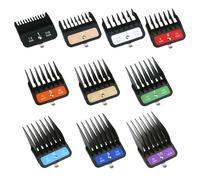 Set de peignes Combs compatible avec Wahl - 10 protections de taille complète de 1/16” à 1” avec clips métalliques colorés, pour des performances de coupe accrues, couleur grise.