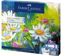 Faber-Castell 379280 - Set de peinture acrylique 18 pièces, avec 12 couleurs acryliques, toile 20 x 25 cm, palette de mélange et 4 pinceaux