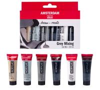 Royal Talens Amsterdam - Set acrylique Standard Nuances de Gris pigments de haute qualité 6x20ml
