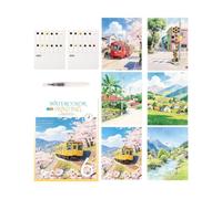 Set de peinture aquarelle 12 couleurs, livre de travail portable avec