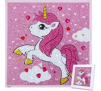 Set De Peinture Au Point De Croix 5d Pour Enfants, Peinture Au Point De Croix Avec Cadre Pour Décoration Et Cadeau (18*18cm), Licorne.