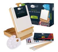 Artina kit peinture acrylique 28 pcs coffret en bois avec chevalet de table