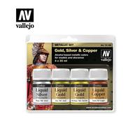 Vallejo Model Color Lot de 4 flacons de couleur Or liquide