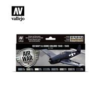 Set De Peinture Us Navy & Usmc 1940-45 Vallejo| 8x17ml|71157 Maquette Char Promo