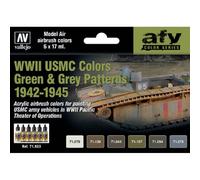 Set De Peintures Wwii Usmc Colors Green & Grey Patterns 1942-1945 |vallejo|71623