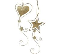 Set de pendentifs pour arbre de Noël Cœur doré Étoile Déco Noël Vintage Pack de 4