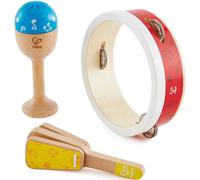 HaPe International Ensemble de percussions junior en bois – Tambourin, maraca, mailloche – 1 an+