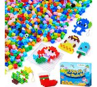 Set de Perles À Repasser 10 mm, 1700 Pièces de Perles à Repasser Pour Enfants, 12 Couleurs Pastel XL avec Plaque de Fixation, Modèles et Papier à Repasser Coffret de Perles Créatives