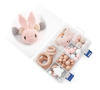 Set de perles en bois et rondelles en bois, Perles en hêtre rondes en bois avec trou pour enfilage 81 pcs, Perles en bois crochetées en lettres pour la fabrication de macramé, accessoires de bijoux