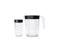 Set de pichets doseurs Brabantia TASTY+ | 2 pichets de cuisine empilables (250 ml et 1000 ml) avec couvercles à bec verseur double | Pichets ergonomiques sans BPA | Dark Grey