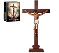 Set de pièces de construction de la crucifixion de Jésus de 588 pièces, kit de construction de modèle de croix chrétienne, jouet de construction de figure religieuse pour jeunes et adultes, décoration