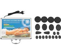 Set de pierres de massage, boîte chauffante portable, 18 pierres volcaniques, noir