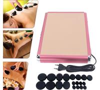 Set de pierres de massage chaudes, température de chauffage réglable, différentes tailles de pierres, noir naturel, M
