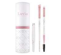 Set de pinceaux de maquillage Luvia, Prime Brow Kit, set de pinceaux à sourcils, 2 pinceaux cosmétiques véganes avec pincettes, pinceaux de maquillage