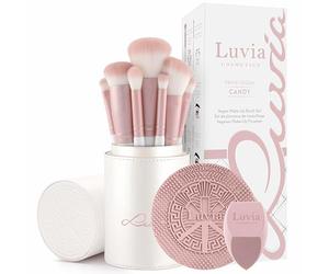 Set de pinceaux de maquillage Luvia, Prime Vegan Pro - Candy, 7 pinceaux de maquillage avec rangement pour pinceaux, éponge Blender & tapis de nettoyage pour pinceaux cosmétiques