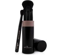 Set De Pinceaux De Maquillage Luvia, Set De Voyage Espresso, 5 Pinceaux Cosmétiques Véganes Incluant Un Étui À Pinceaux De Maquillage