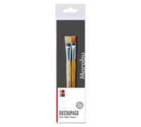 Set de pinceaux Marabu Decoupage, 2 pinceaux plats en bois certifié FSC, avec poils naturels et synthétiques, pour la technique du serviettage, 0180000000201