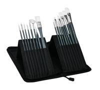 Artina Pinselset Malen Amsterdam - 17 teiliges Pinsel Set mit Tasche in Schwarz - Pinselhalter für Malpinsel Acrylfarben & mehr - Malpinsel Set groß mit Etui