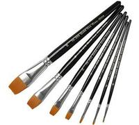 Creativ Company Pinceaux plats synthétiques 10247 – acrylique n°0–20 (2–24 mm) – 7 pièces – Noir