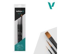 Starter Set (Round No.1 & 3/0 Triangular Handle, Flat No.4, Synthetics)-Vallejo