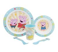 Ensemble de vaisselle réutilisable pour enfants et micro-ondes composé de gobelet, assiette, bol et couverts Peppa Pig