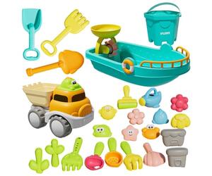 Set de plage de jouets - Outil d'excavation et d'exploration de 25 pièces - Jouets de plage pour famille, extérieur, extérieur, piscine, eau, natation, plongée sous-marine, vacances
