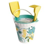 Set de Plage Seau, Râteau, Tamis, Pelle Jaune Ocean en Algoblend