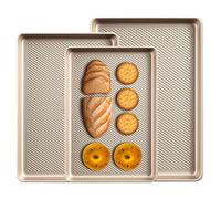 Set de Plaques de Cuisson,Plaques de Cuisson en Acier Carbone Antiadhésives | Set de 3 Pièces à Texture pour Cuisine Quotidienne Pizza Muffins Brownies Bacon Pâtisseries