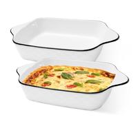Set de plats à gratin 2 pièces, moule à lasagnes 26,7 cm, plat à gratin en céramique, plat rectangulaire, petit plat de four lisse pour lasagnes, cuisson, cuisine gastronomique, résistant à la chaleur