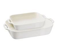 Staub Lot de 3 plats à gratin en céramique 20×16/27×20/34×24 cm Blanc ivoire